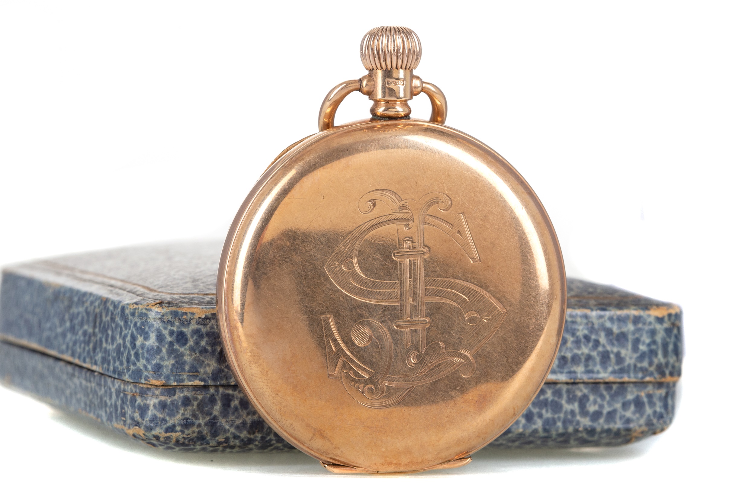 AN OMEGA NINE CARAT GOLD FULL HUNTER POCKET WATCH