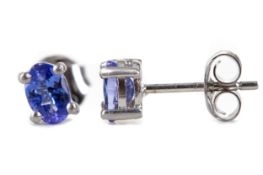 A PAIR OF TANZANITE STUD EARRINGS