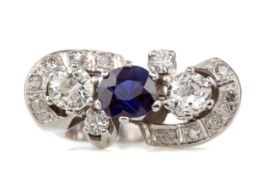 A CERTIFICATED SAPPHIRE AND DIAMOND RING