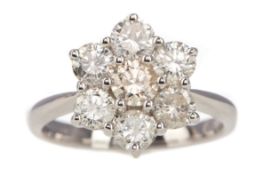 A DIAMOND FLOWER CLUSTER RING