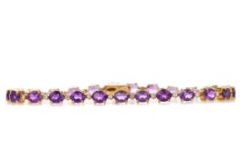 AN AMETHYST AND DIAMOND BRACELET