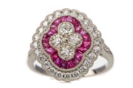 A RUBY AND DIAMOND RING