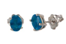 A PAIR OF NEON APATITE STUD EARRINGS