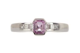 A PINK SAPPHIRE AND DIAMOND RING