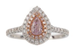 A GIA CERTIFICATED FANCY PURPLISH PINK DIAMOND RING