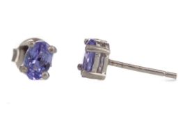 A PAIR OF TANZANITE STUD EARRINGS