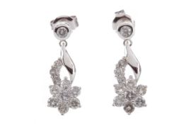 A PAIR OF DIAMOND DROP EARRINGS