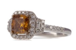 A GIA CERTIFICATED FANCY COLOURED DIAMOND RING