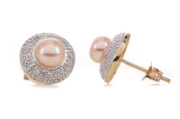 A PAIR OF PEARL AND DIAMOND EARRINGS