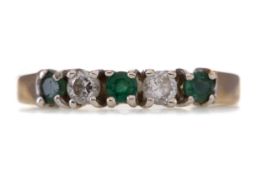 AN EMERALD AND DIAMOND BAND