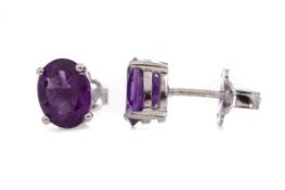 A PAIR OF AMETHYST EARRINGS