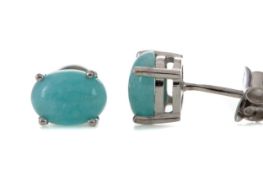 A PAIR OF AMAZONITE STUD EARRINGS