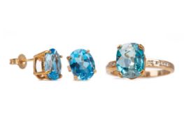 A PAIR OF TOPAZ EARRINGS AND A RING