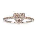 A DIAMOND HEART MOTIF RING