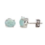 A PAIR OF LARIMAR STUD EARRINGS