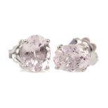 A PAIR OF MORGANITE STUD EARRINGS