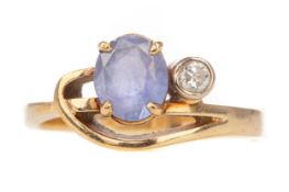 A TANZANITE AND DIAMOND RING