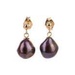 A PAIR OF TAHITIAN PEARL EARRINGS