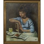 READING, AN OIL IN THE MANNER OF MARCEL DYF