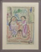 TWO WOMEN WITH A BABY, A PASTEL BY DORA HOLZHANDLER