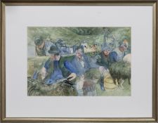 SHEPHERDS MILKING, A WATERCOLOUR BY THORA CLYNE