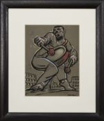 DRUMMER, A PASTEL BY PETER HOWSON