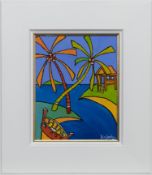 TWO PALMS & A GREEN ISLAND, AN OIL BY IAIN CARBY