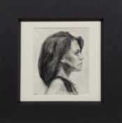 SELF PORTRAIT, A CHARCOAL BY MAXINE MACKIE