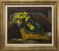 STILL LIFE WITH YELLOW PANSIES, AN OIL BY MARY ARMOUR