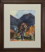 DARK MOUNTAIN, A WATERCOLOUR BY JAN COVENTRY