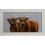 BONNIE BUDDIES, AN OIL BY LYNNE JOHNSTONE