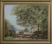 SUMMER - HORSE & HORSEMAN, AN OIL BY WILLIAM WRIGHT CAMPBELL