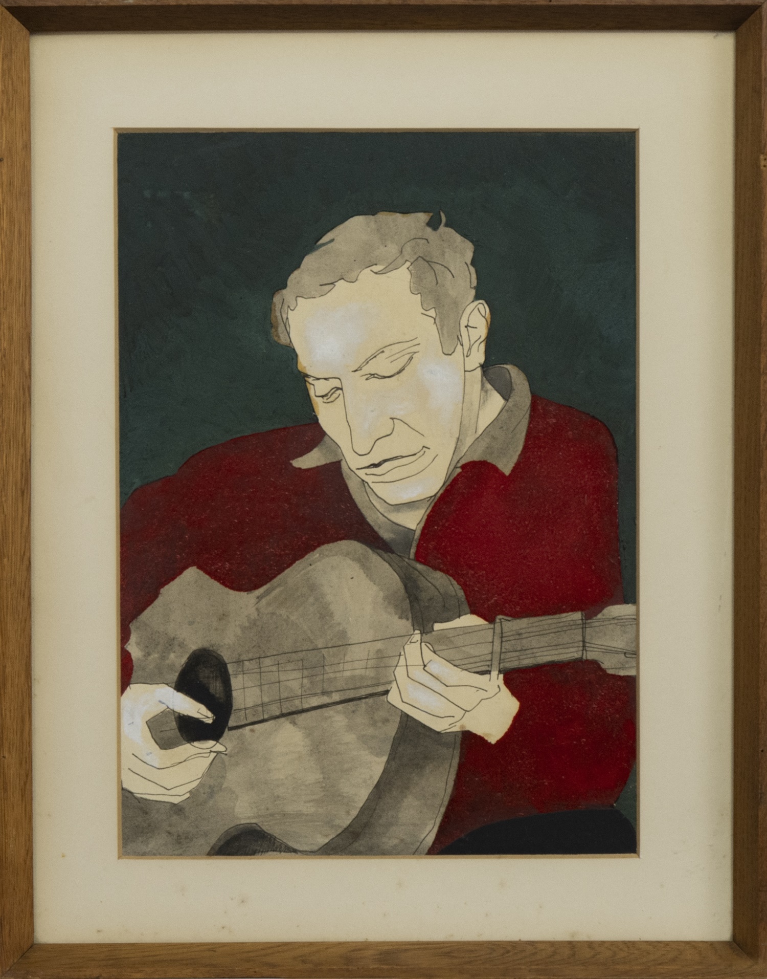 RED GUITARIST, A MIXED MEDIA BY ALASDAIR GRAY