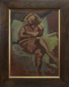 SEATED FEMALE, AN OIL BY STEWART JOHNSTONE