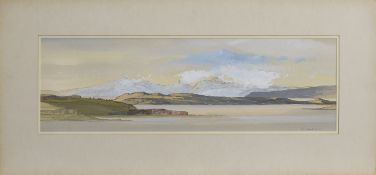 ARRAN FROM LARGS, A WATERCOLOUR BY TOM SHANKS