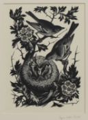 BIRDS NESTING, A WOODCUT BY AGNES MILLER-PARKER