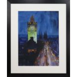 PRINCES STREET LIGHTS, A WATERCOLOUR BY MARTIN OATES