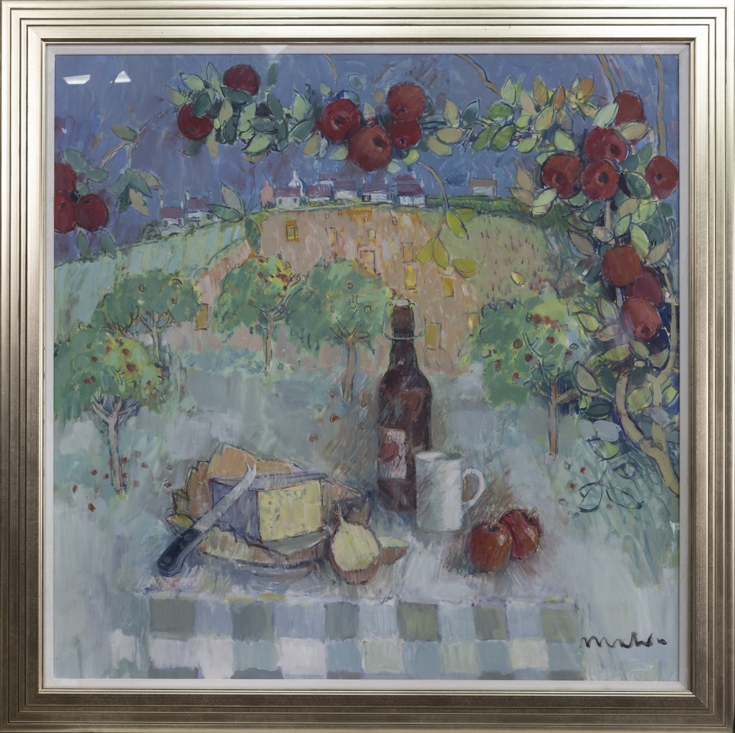 STILTON CHEESE AND SOMERSET CIDER, AN OIL BY DONALD MANSON