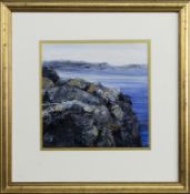 IONA, DARK ROCKS, NORTH BEACH, TRAIGHANT-SUIDHE, A MIXED MEDIA BY PATRICIA REITH