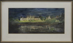 CHATEAU CHAMBORD, FLOODLIT, A MIXED MEDIA BY EUPHEN ALEXANDER