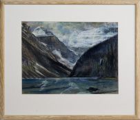 VICTORIA GLACIER, LAKE LOUISE, ALBERTA, A PASTEL BY WILLIAM CADENHEAD