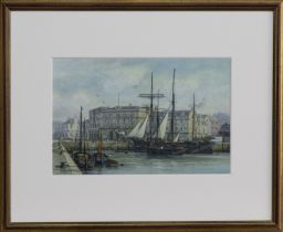 CUSTOMS HOUSE, BARBICAN (PLYMOUTH), A WATERCOLOUR BY TIM THOMPSON