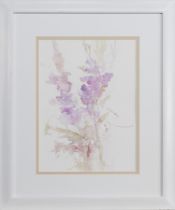 DELPHINIUMS, A WATERCOLOUR BY MAY BYRNE