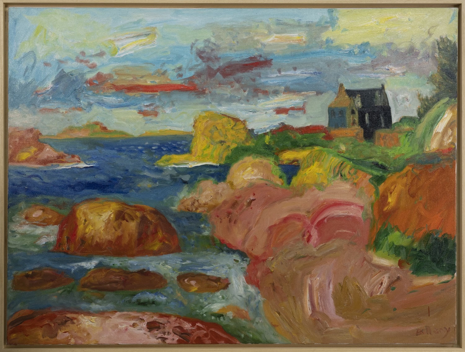 BLACK HOUSE ON THE WESTERN ISLE, AN OIL BY JOHN BELLANY