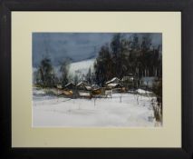 PERTHSHIRE FIRST SNOW, A WATERCOLOUR BY MARTIN OATES