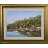 WESTERN SHORE, PITTWATER, AN OIL BY JOHN HINGERTY