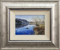 MORNING LIGHT, RYDAL WATER, AN OIL BY SIMON D WHITFIELD