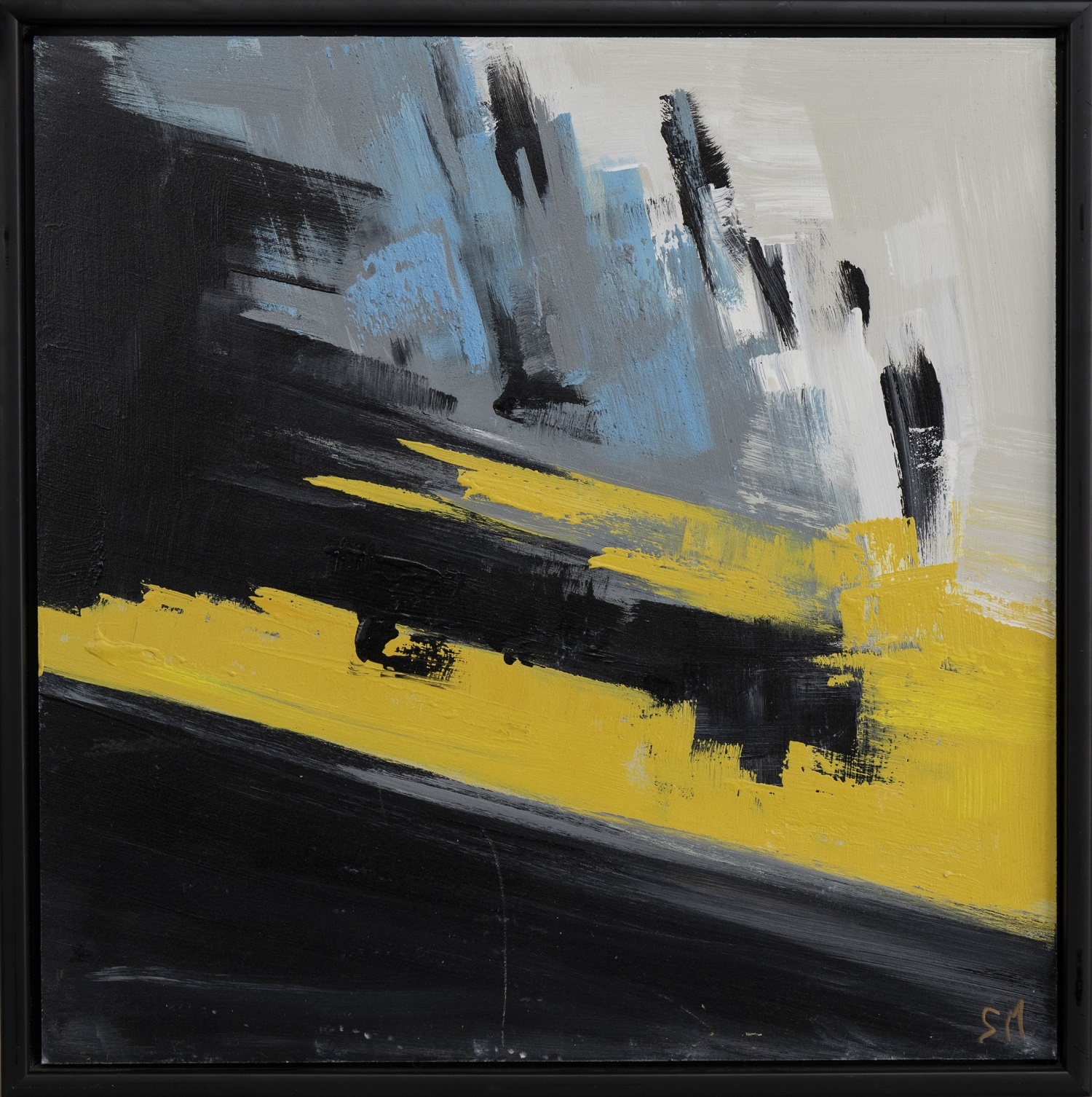 AN ABSTRACT LANDSCAPE TRIPTYCH OIL BY STUART MARTIN - Image 2 of 3