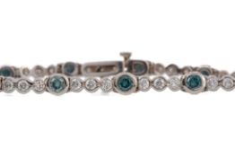 A BLUE AND WHITE DIAMOND BRACELET