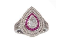 AN IMPRESSIVE RUBY AND DIAMOND RING